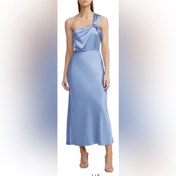 significant other Dresses & Skirts - Significant Other Blue One-Shoulder Satin Bridesmaid Dress Size 10 NWT